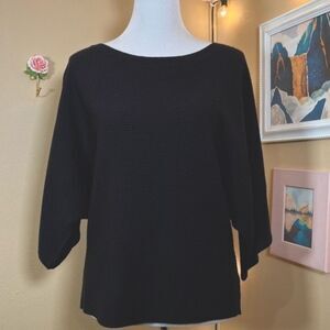 Ellen Tracy Black 3/4 Sleeve Sweater Shirt - Women's Small